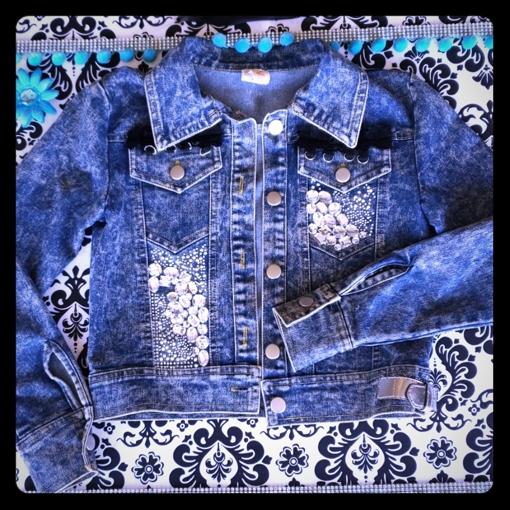 Denim embellished jacket
